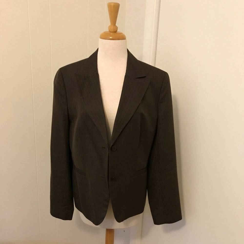 Ann Taylor Loft Brown pinstripe blazer 14 jacket